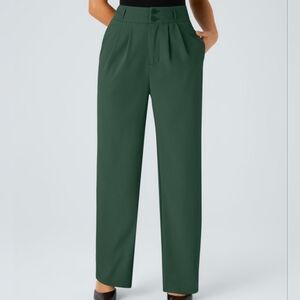 Halara Flex High-waisted Zipper Pocket Shirred Straight-legged Work Pants